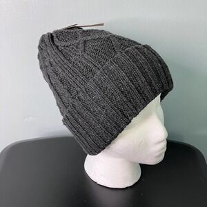 The Hat Brand Cable Knit Gray Women's Beanie Black Minky Fleece Lined Insulated